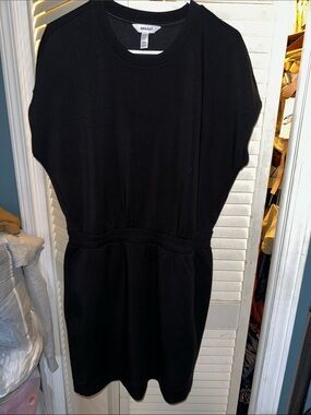 SPANX Black Short-Sleeve Cinched-Waist Mini Dress